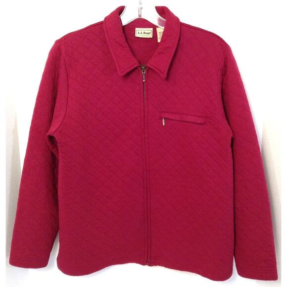 L.L. Bean Jackets & Blazers - Vtg LL Bean Jacket Wn XS Red Full Zip Quilted Pocket Cozy Preppy Academia Y2K